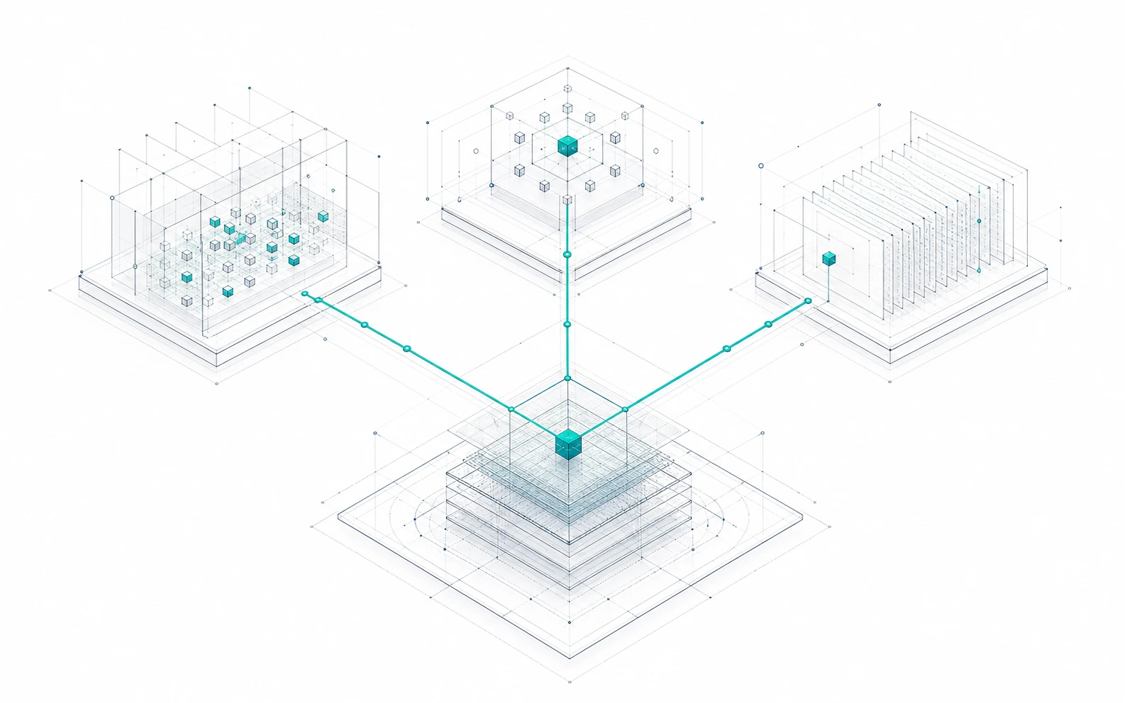 One immutable AI foundation branching into three governed product architectures